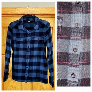 Patagonia Women's Flannel Shirt Sz 6 Long Sleeve Blue Pink Plaid Organic Cotton